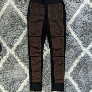 Joseph Ribkoff Black Ponte Pants Brown Faux Suede Color Block Panel Pull On Pant